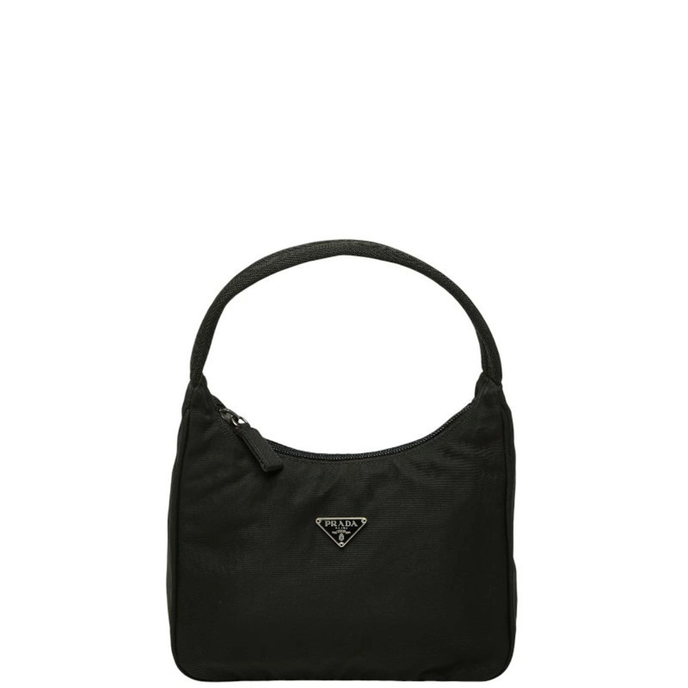 Prada Triangle Plate Handbag Black